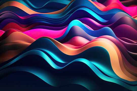 Abstract colorful Metallic Wavy Background. Generative AI