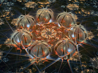 Template for congratulations. Texture. Abstract Magic energy multicolored fractal. 3D rendering.