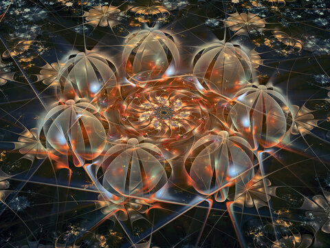 Template for congratulations. Texture. Abstract Magic energy multicolored fractal. 3D rendering.
