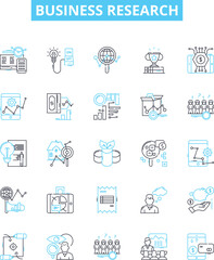 Fototapeta premium Business research vector line icons set. Business, Research, Analysis, Market, Study, Planning, Survey illustration outline concept symbols and signs
