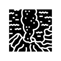 underwater volcano lava glyph icon vector illustration
