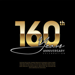 160 year anniversary. Luxury logo with golden ring style. Logo Vector Template