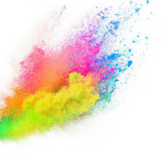 Colorful dust on a white background. Generated with ai.