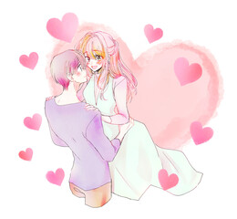 幸せそうな男女カップル　抱っこ