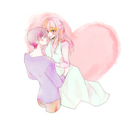 幸せそうな男女カップル　抱っこ