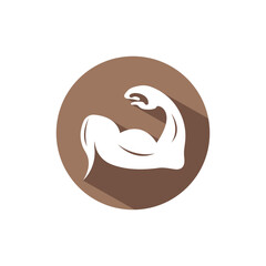 Arm muscle silhouette logo biceps icon