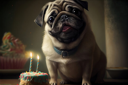 Happy Birthday for Cute Pug: Celebrate a Delightful Pug's Special Day with Joy, Love, and Tail-Wagging Fun! - Generative AI