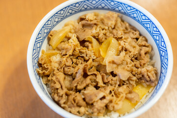 Beef rice bowl of Japanese food