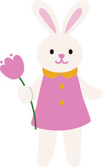 Easter bunny girl holding flowers