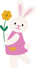 Easter bunny girl holding flowers