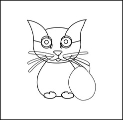 Cute line art vector work of cat.