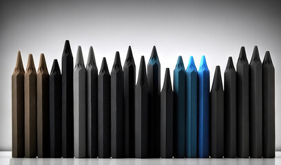  a row of pencils sitting next to each other on a table.  generative ai