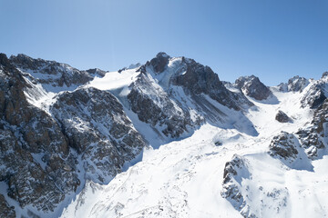 Aerial shot of mountain glacier