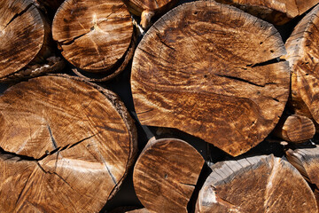 Sawn tree wooden wall