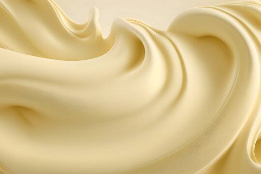 Close up of  a cream swirl on white background with copy space. Generative AI technology.