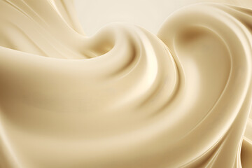 Close up of  a cream swirl on white background with copy space. Generative AI technology.