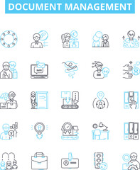 Document management vector line icons set. Document, Management, Organize, Storage, Scan, Records, Paperless illustration outline concept symbols and signs