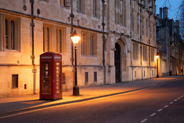 Iconic red British telephone box in Oxford city centre