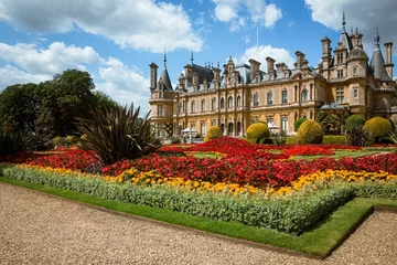 Wall murals Garden Scenic view of the parterre gardens at Waddesdon manor in full bloom