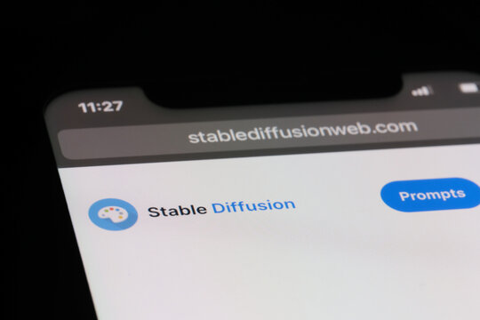 Shanghai,China-March 22th 2023:  Stable Diffusion brand logo on official website. A machine learning model 