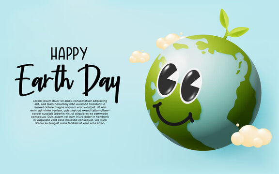 Happy earth day concept art with cute character design