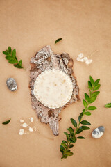 Fototapeta na wymiar Natural oat soap, herbal organic cosmetic for skin and body care. Natural background