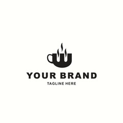 coffee logo with letter W in black