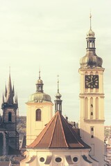 Fototapeta premium Vertical shot of the rooftops of the old town in Prague in the Czech Republic