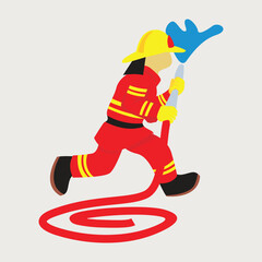 Illustration of a fire fighter spraying water