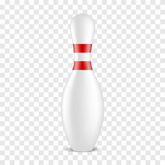 white bowling pin with red stripes on a transparent background
