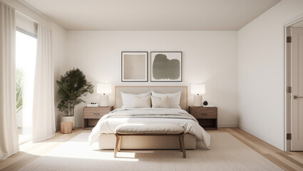 Modern living bedroom, Generative AI