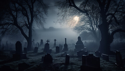 spooky halloween night, Generative AI