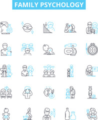 Family psychology vector line icons set. family, psychology, dynamics, structure, behavior, relationships, dynamics illustration outline concept symbols and signs