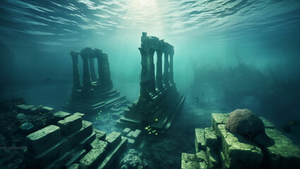 underwater ancient city, Generative AI