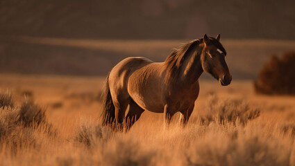horse in the field, Generative AI