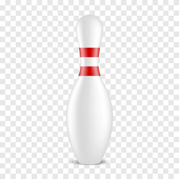 white bowling pin with red stripes on a transparent background