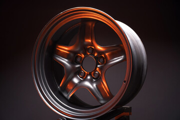 stylish sports matte gray car rims extended welded illuminated with red light for tuning and drift competitions