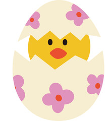 Easter chick sitting in an egg
