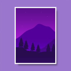 Hand drawn abstract landscape cover design. Wall decor art. Vector illustration