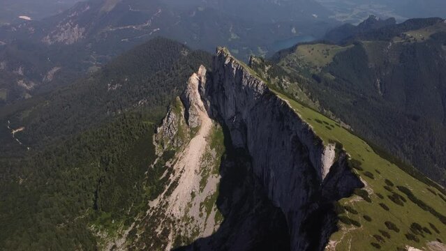 Mountain peak in the Austrian Alps - aerial footage