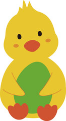 Easter chick holding an egg