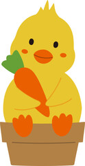 Easter chick sitting in a flowerpot
