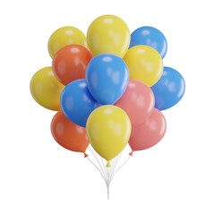 3d render of balloons with confetti flying.
