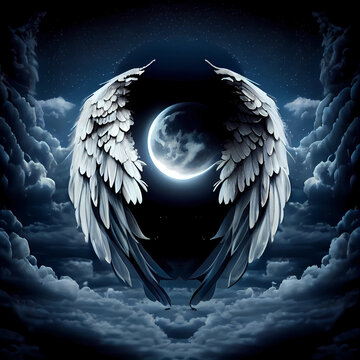 angel wings in the moonlight