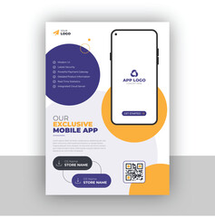 Flyer design or brochure cover template for mobile application design template in vector artwork in a4 size