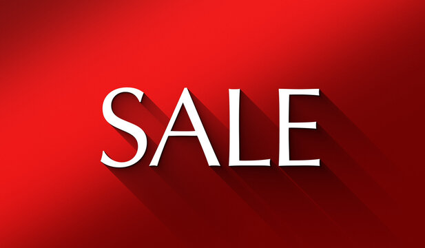 sale sign on the red background with a long shadow