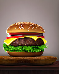 Cinematisches Produktfoto eines Burgers auf einem Brett