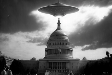 UFO over Capital - obrazy, fototapety, plakaty