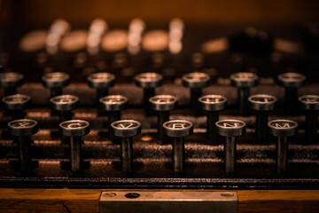 Closeup of a rare German World War II 'Enigma' machine keyboard