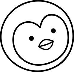 Cute penguin line style head